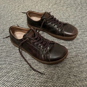 Birkenstock Men's Arran Brown Leather Sneakers in Dark Brown with Tan Sole